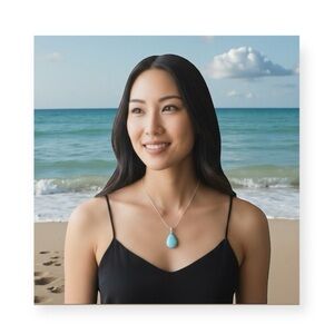 new Larimar ☀︎︎ Crystal Briolette Teardrop Stone Necklace ☀︎︎ Sterling Silver